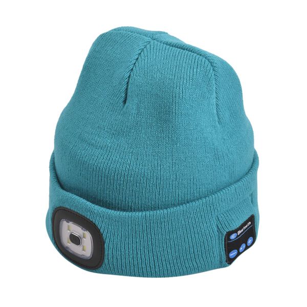 Strickm&uuml;tze mit Bluetooth und eingebautem LED-Licht, T&uuml;rkis image number 5