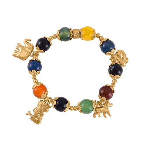 Mehrfarbiger Achat Armband ca. Flexibles cm Legierung vergoldet ca. 167.45 ct image number 0
