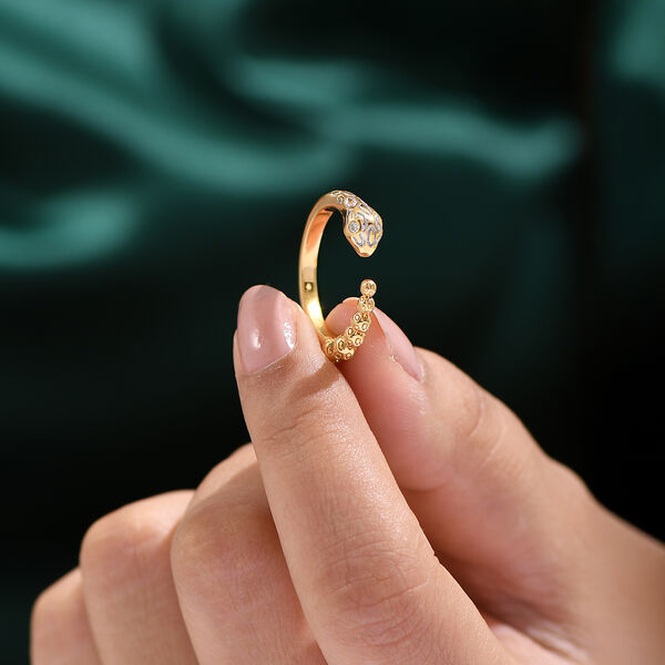 GP Trifono Kollektion- Schlangen Diamantakzenten und Kanchanaburi blauer Saphir zweifarbiger Ring image number 3