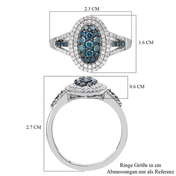 Blauer Diamant-Ring, 925 Silber platiniert  ca. 1,00 ct image number 6