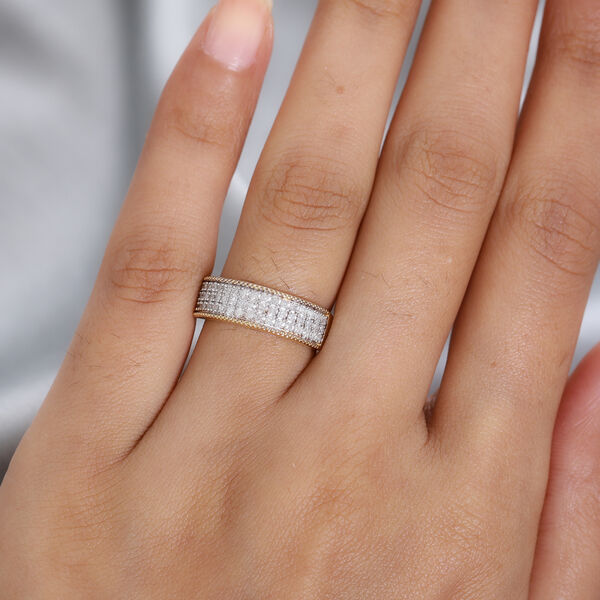 Diamant Cluster Ring 925 Silber Gelbgold Vermeil image number 3