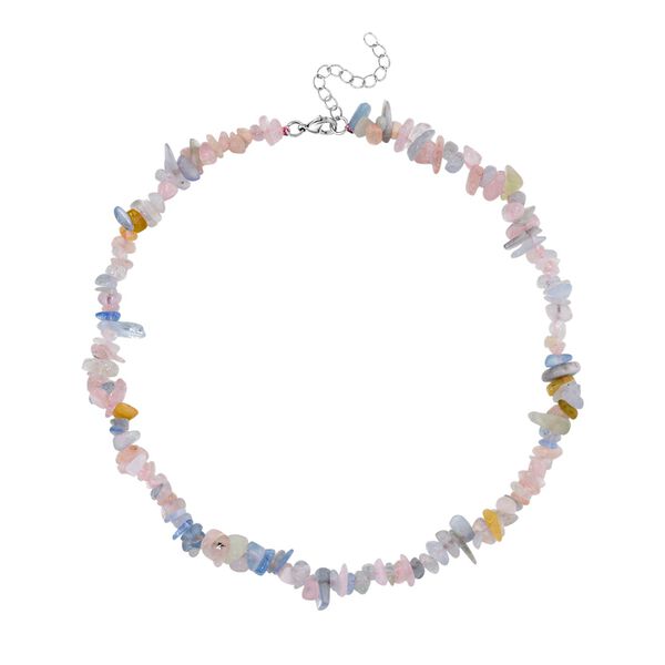 Mehrfarbiger Beryll Halskette, flexibel, Reiner Edelstahl ca. 160.00 ct image number 3