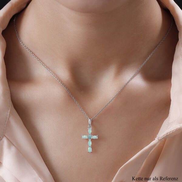 Nat&uuml;rlicher, &auml;thiopischer Opal-Kreuz-Anh&auml;nger in Silber image number 2
