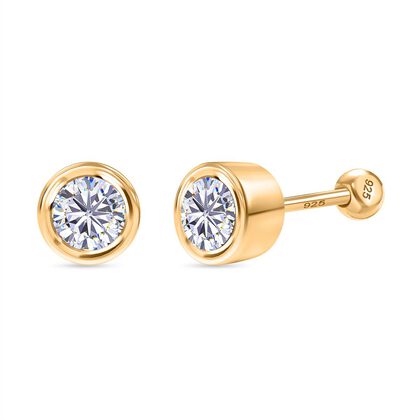 Moissanit Ohrringe 925 Silber 750 Gelbgold Vermeil ca. 0.46 ct