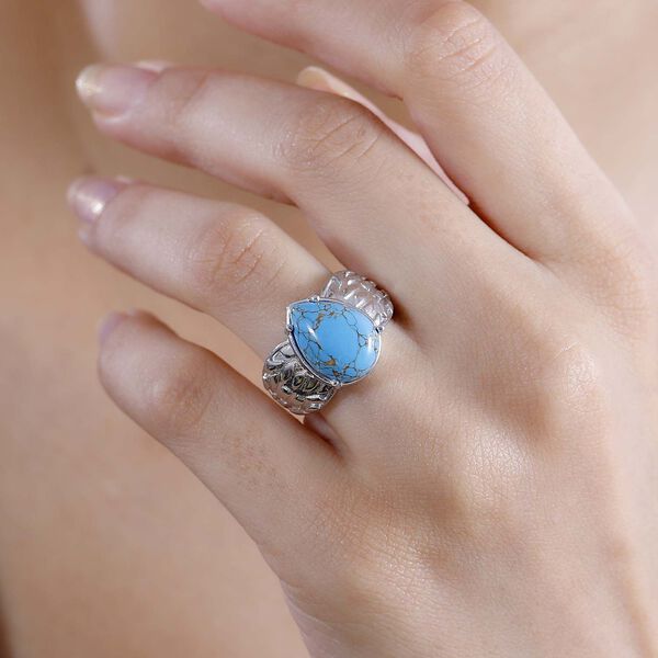 Blaues Türkis Ring Messing (Größe 16.00) ca. 4,95 ct image number 3