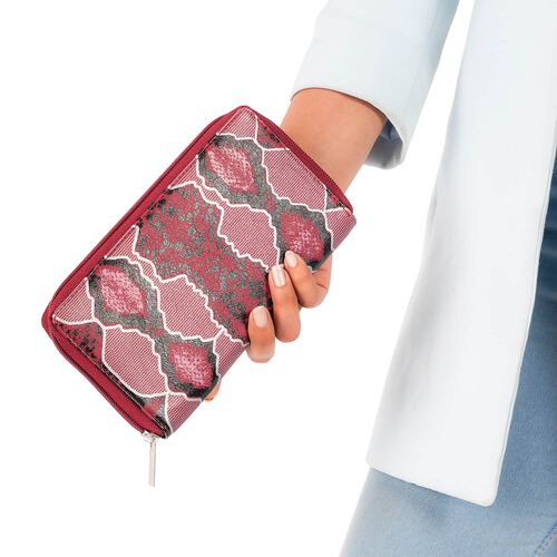 Echtleder Brieftasche mit Schlangenleder-Prägung und RFID-Schutz, rot image number 1