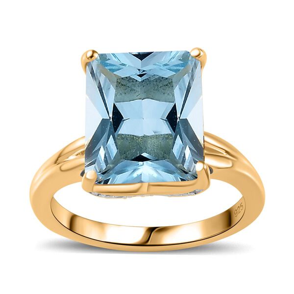 Himmelblauer Topas und wei&szlig;er Zirkon Ring, ca. 6,12 ct. image number 4