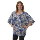 TAMSY - Drapiertes Top mit V-Ausschnitt, One Size, grau/blau