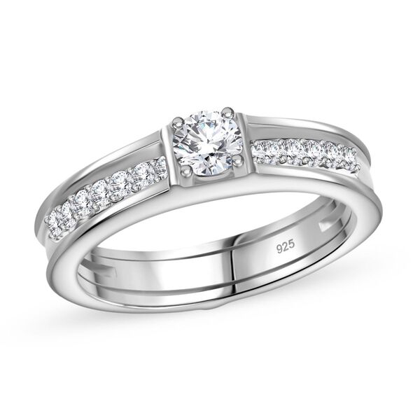 2er-Set Moissanit Ringe, 925 Silber rhodiniert - 0,48 ct. image number 4