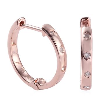 Diamant-Creolen, 925 Silber Ros&eacute;gold Vermeil ca. 0,15 ct