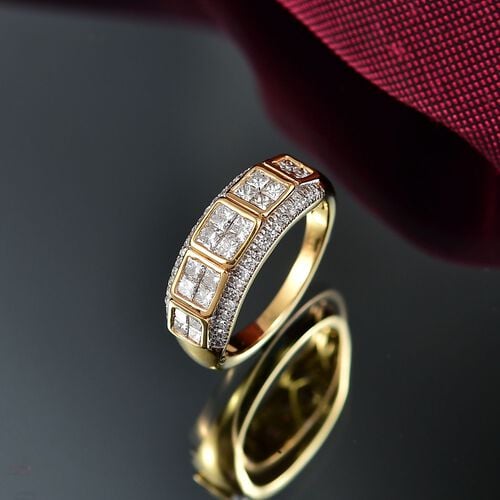 LUXURIANT DIAMOND - Lab Grown Diamant SI-GH SGL zertifiziert Ring, 925 Silber 750 Gelbgold Vermeil (Größe 17.00) ca. 1,00 ct image number 1