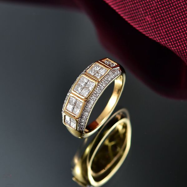 LUXURIANT SGL zertifizierter SI-GH Labor Diamant Ring, 925 Silber 750 Gelbgold Vermeil - 1 ct. image number 2