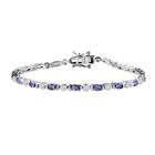 Tansanit, Weißer Zirkon Armband ca. 19 cm 925 Silber rhodiniert ca. 4.18 ct