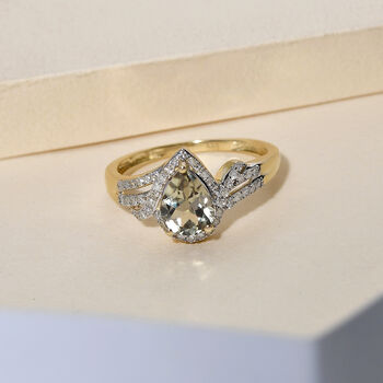 AAA Turkizit und Diamant-Ring, I2 G-H, 585 Gelbgold  ca. 1,37 ct