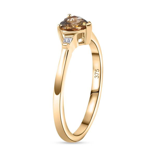 AA Nat&uuml;rlicher goldener Tansanit und Diamant Ring in 375 Gold - 0,82 ct. image number 5
