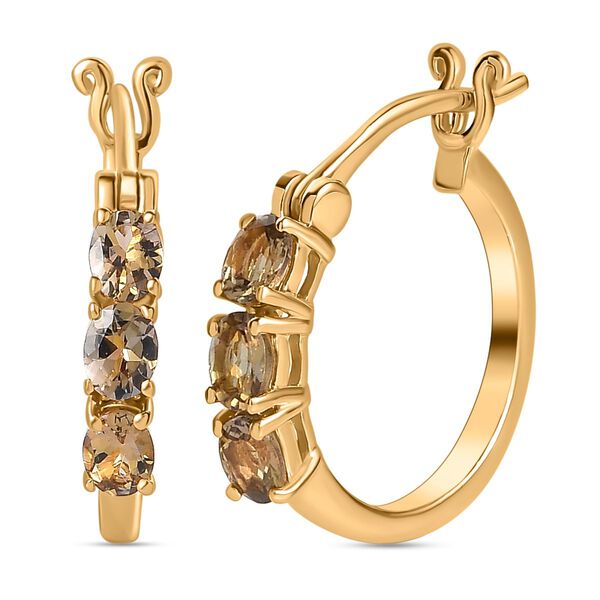 AA Nat&uuml;rlicher goldener Tansanit Ohrringe, 925 Silber Gelbgold Vermeil, ca. 0.98 ct