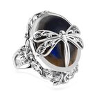 AAA Labradorit Ring 925 Silber rhodiniert (Größe 18.00) ca. 19,28 ct