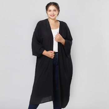 Einzigartiger Duster Kimono, Einheitsgr&ouml;&szlig;e, Schwarz