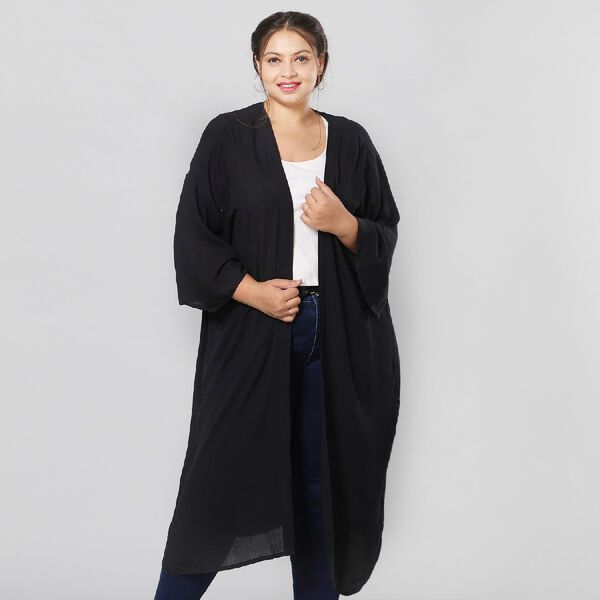 Einzigartiger Duster Kimono, Einheitsgr&ouml;&szlig;e, Schwarz