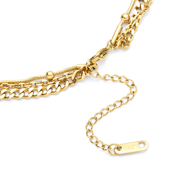 2er-Set Halskette, ca. 42 cm, Edelstahl Goldfarben image number 5