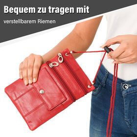 100% Echtleder Crossbody-Tasche, 15.25x19.05 cm, rot