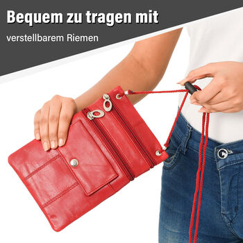 100% Echtleder Crossbody-Tasche, 15.25x19.05 cm, rot
