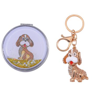 2er-Set - Mehrfarbiger Kristall-Schl&uuml;sselanh&auml;nger und Spiegel