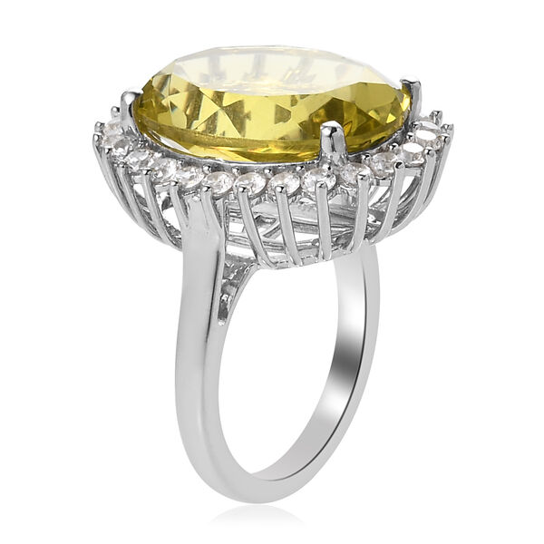 Ouro Verde-Quarz und Zirkon Halo Ring 925 Silber platiniert  ca. 12,33 ct image number 5