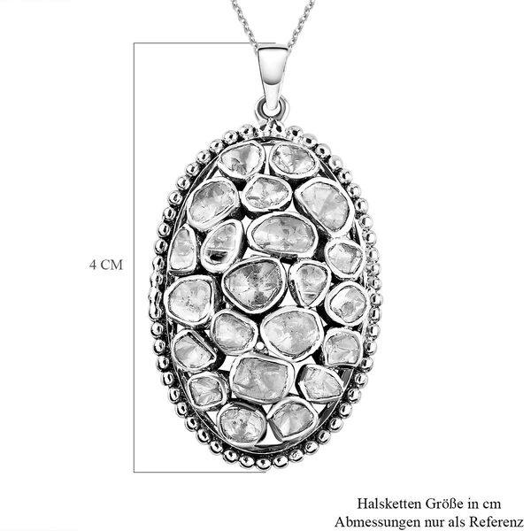 Handgearbeiteter, nat&uuml;rlicher Polki Diamant-Anh&auml;nger mit Kette, 925 Silber platiniert ca. 1,50 ct image number 6