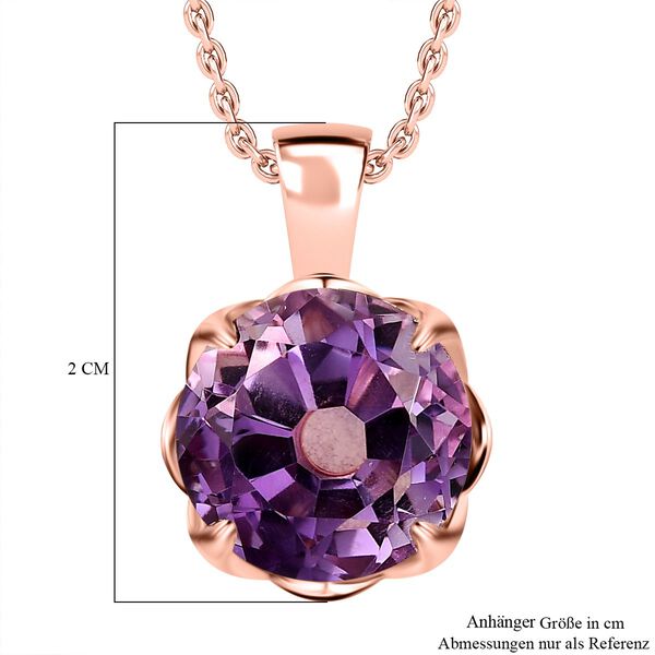 Rose De France Amethyst und Zirkon Anh&auml;nger mit 45cm Kette - 7,15 ct. image number 6