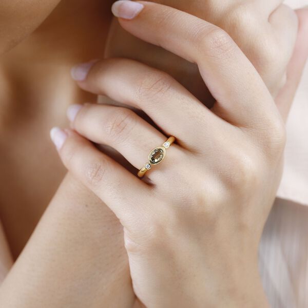 AA nat&uuml;rlicher goldener Tansanit und Zirkon Ring- 0,47 ct. image number 3