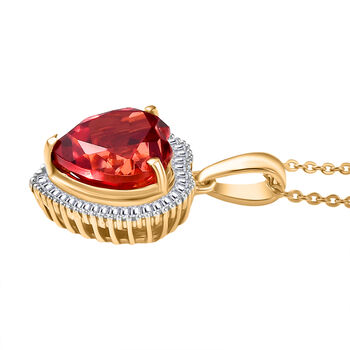 D'Joy Labor Padparadscha Saphir und Diamant Anh&auml;nger mit 50cm Kette - 5,20 ct.