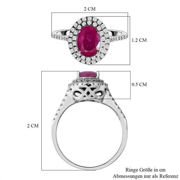 AAA Nat&uuml;rlicher Mosambik-Rubin und wei&szlig;er Diamant-Ring, 585 Wei&szlig;gold  ca. 1,94 ct image number 5