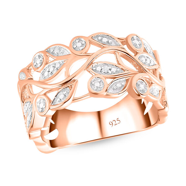 ALLORO ros&eacute;vergoldeter Silberring mit Diamantakzenten image number 4