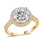 Moissanit Ring 925 Silber Gelbgold Vermeil (Größe 16.00) ca. 4,28 ct
