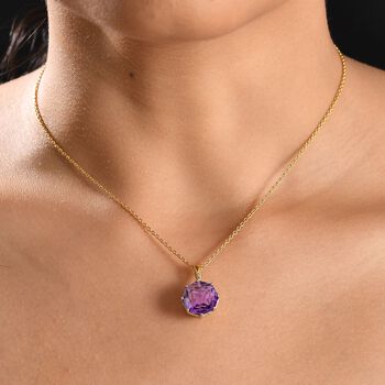 Afrikanischer Amethyst und Zirkon Anh&auml;nger mit 45cm Kette - 6,86 ct.