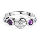 GP Celestial Kollektion - Afrikanischer Amethyst, Himmelblauer Topas Ring 925 Silber platiniert (Gr&ouml;&szlig;e 17.00) ca. 0.76 ct
