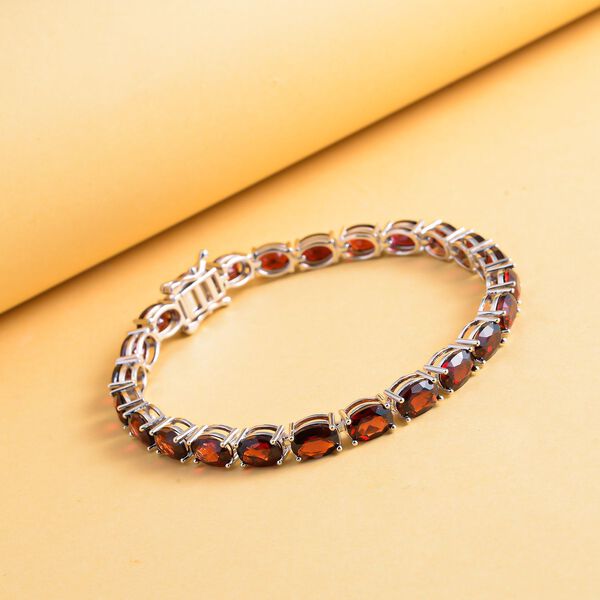 Rotes Granat Armband, ca. 20 cm, 925 Silber rhodiniert ca. 25,53 ct image number 2