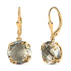 Prasiolite Ohrringe 925 Silber Gelbgold Vermeil ca. 11.35 ct