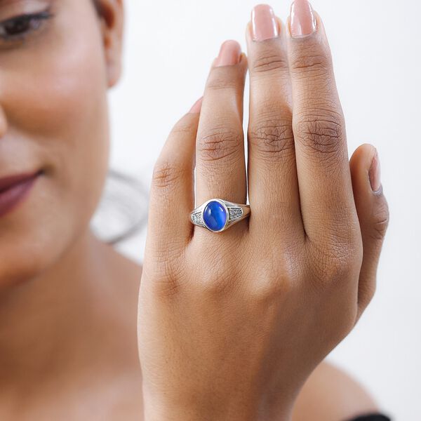 Aurora Mondstein, wei&szlig;er Zirkon Ring ,925 Silber platiniert (Gr&ouml;&szlig;e 17.00) ca. 3.10 ct image number 3