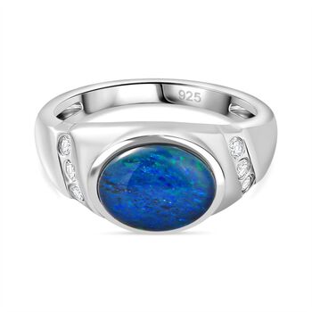 Boulder Opal Triplett und Zirkon Ring - 1,89 ct.