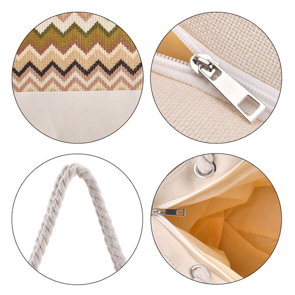 Jacquard Handtasche aus Jute mit Zig-Zag Muster, kaffeefarben image number 6