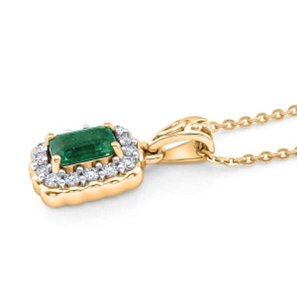 D'Joy AAA Kagem Sambischer Smaragd, Moissanit Schmuckset ca. 50 cm 925 Silber 750 Gelbgold vermeil ca. 0.76 ct image number 3