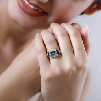 Grandidierit und Zirkon-Ring, 925 Silber Gelbgold Vermeil  ca. 1,58 ct