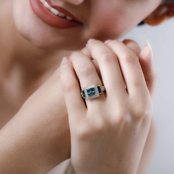 Grandidierit und Zirkon-Ring, 925 Silber Gelbgold Vermeil  ca. 1,58 ct image number 3