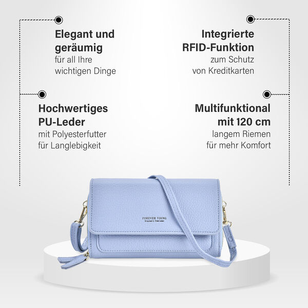 Crossbody-Tasche mit RFID-Schutz, Blau image number 3