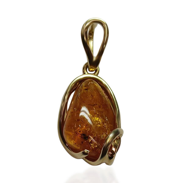 Nat&uuml;rlicher Baltischer Bernstein (MITTEL) Anh&auml;nger mit INSEKT 925 Silber vergoldet image number 0
