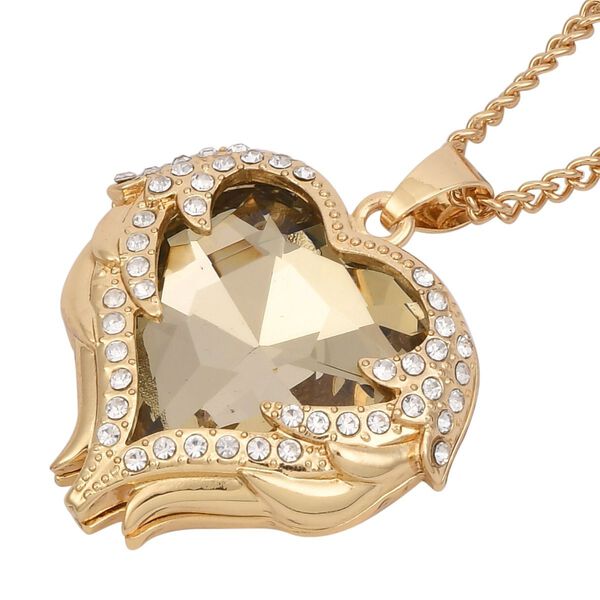 2er Set - Glas, Kristall Anhänger mit Kette und Ohrringe, Champagner image number 3