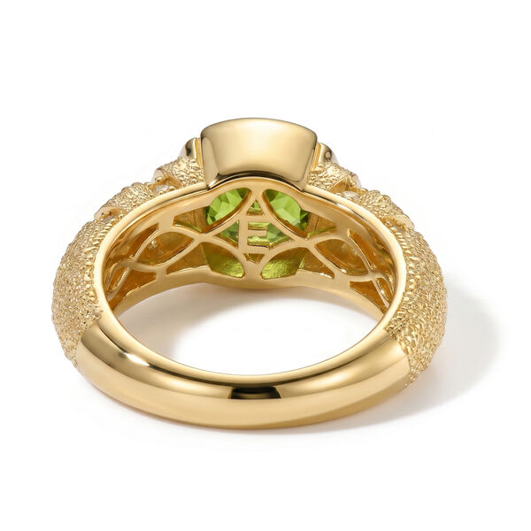 EVER TRUE AA Nat&uuml;rlicher Peridot, Wei&szlig;er Zirkon Ring 950 Kupfer (Gr&ouml;&szlig;e 17.00) ca. 2.53 ct image number 4