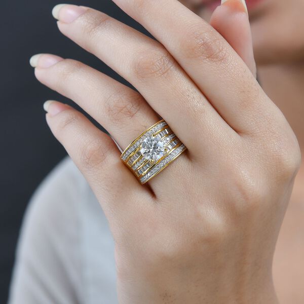 Moissanit Ringe 925 Silber Gelbgold Vermeil (Gr&ouml;&szlig;e 18.00) ca. 3.59 ct image number 9